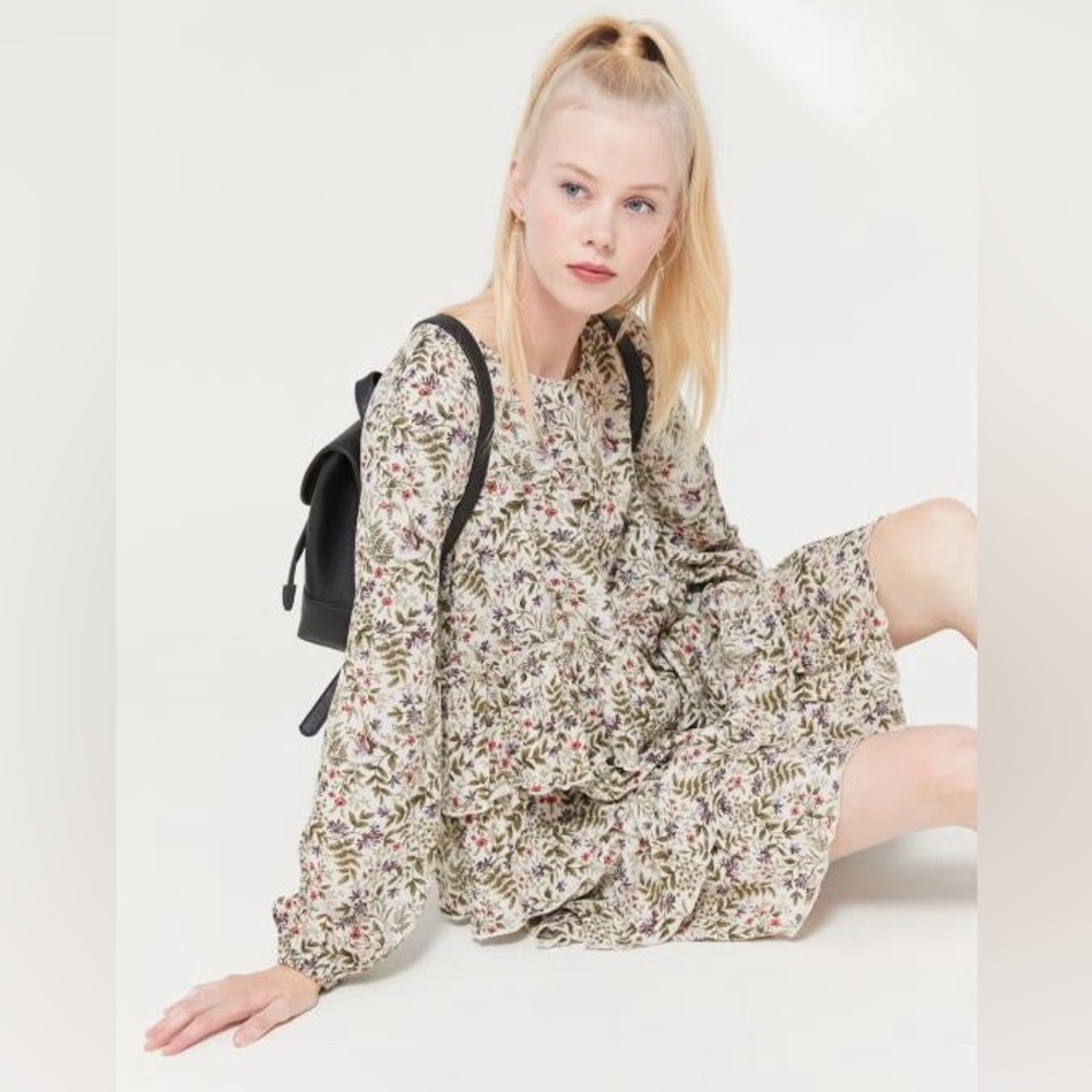 Urban Outfitters Floral Ruffle Long Sleeve Dress